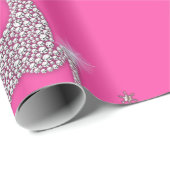 ダイヤモンドトナカイと銀のクリスマスツリーピンク ラッピングペーパー (ロールコーナー)