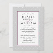 ダイヤモンドドット結婚式招待状 | プラムとグレー 招待状 (正面)