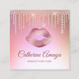 ダイヤモンドドリップバラ金ゴールドメイクアップヘアアポイントメント スクエア名刺