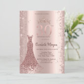 ダイヤモンドドレスバラ金ゴールドグリッターダスト30th誕生日 招待状 (スタンド正面)