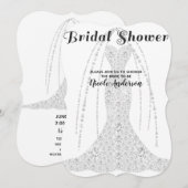 ダイヤモンドドレス ホワイト 任意の色 グラム ブライズシャワー 招待状 (正面/裏面)