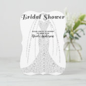 ダイヤモンドドレス ホワイト 任意の色 グラム ブライズシャワー 招待状 (スタンド正面)