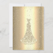 ダイヤモンドドレス、金の紙吹雪Quinceañera 招待状 (裏面)