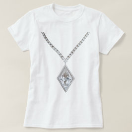ダイヤモンドネックレスホワイトTシャツ Tシャツ