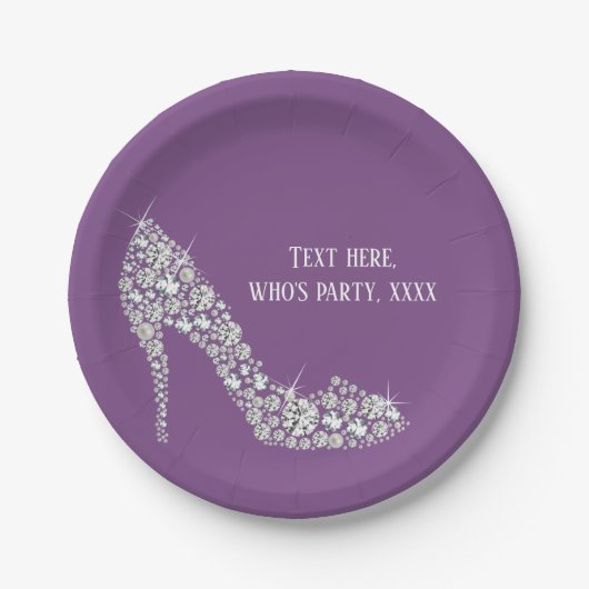 ダイヤモンドハイヒールエレガントグリッター ペーパープレート (正面)