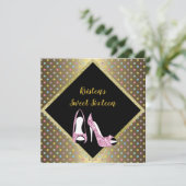 ダイヤモンドハイヒールSWEET SIXTEENスポット金ゴールド 招待状 (スタンド正面)