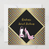 ダイヤモンドハイヒールSWEET SIXTEENスポット金ゴールド 招待状 (正面)