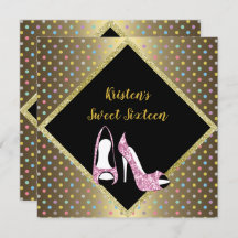 ダイヤモンドハイヒールSWEET SIXTEENスポット金ゴールド