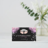 ダイヤモンドハンズピンクグリッターブラック爪、 ネイル爪、 ネイルテックB 名刺 (スタンド正面)