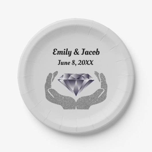 ダイヤモンドハンド ウェディング ペーパープレート (正面)