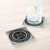 ダイヤモンドハートと文字 ガラスコースター (アングル)