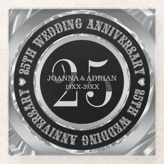 ダイヤモンドハートと文字 ガラスコースター (正面)