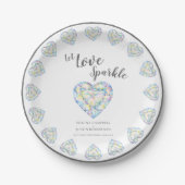 ダイヤモンドハートの水色結婚の愛 ペーパープレート (正面)