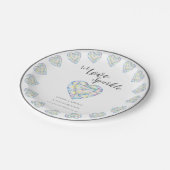 ダイヤモンドハートの水色結婚の愛 ペーパープレート (アングル)