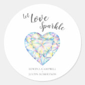 ダイヤモンドハートの水色結婚の愛 ラウンドシール (正面)