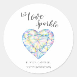 ダイヤモンドハートの水色結婚の愛 ラウンドシール