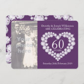 ダイヤモンドハートの結婚写真 60周年パーティー招待状 招待状 (正面/裏面)
