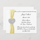 ダイヤモンドハートイエロー婚約パーティ招待状 招待状 (正面/裏面)