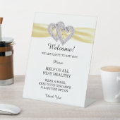 ダイヤモンドハートイエロ結婚リボンの安全性 台座サイン (インサイチュ)