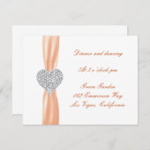 ダイヤモンドハートオレンジの結婚式受付カード 招待状 (正面/裏面)