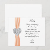 ダイヤモンドハートオレンジウェディングメイドオブオーナーカード 招待状 (正面/裏面)