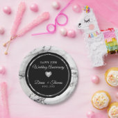 ダイヤモンドハートオンマーブル ペーパープレート (パーティー)