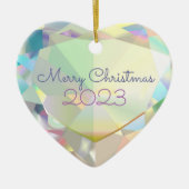 ダイヤモンドハートカスタマイズ可能セラミックオーナメント セラミックオーナメント (正面)