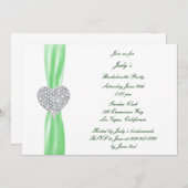 ダイヤモンドハートグリーンバチェロレッテ招待状 招待状 (正面/裏面)