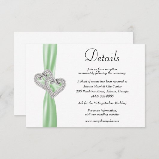 ダイヤモンドハートグリーンリ結婚ボンの詳細 エンクロージャーカード (正面/裏面)