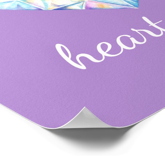 ダイヤモンドハートシャインスローガンパープルアートポスター ポスター (角)