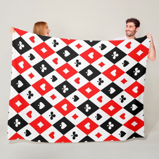 ダイヤモンドハートスペードクラブトランプパターン フリースブランケット (インサイチュ)