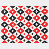 ダイヤモンドハートスペードクラブトランプパターン フリースブランケット (正面(横))