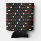 ダイヤモンドハートスペードクラブトランプパターン 缶クーラー (正面)