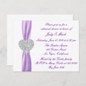 ダイヤモンドハートパープルリハーサルディナー招待状 招待状 (正面/裏面)