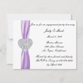 ダイヤモンドハートパープル婚約パーティ招待状 招待状