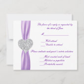 ダイヤモンドハートパープル結婚の応答カード 出欠カード (正面)