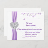 ダイヤモンドハートパープル結婚の応答カード 出欠カード (正面/裏面)