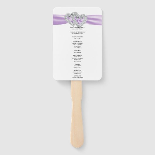 ダイヤモンドハートパープル結婚式 プログラムファン ハンドファン (裏面)