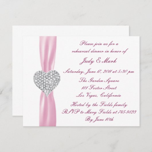 ダイヤモンドハートピンクリハーサルディナー招待状 招待状 (正面/裏面)