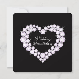 ダイヤモンドハートブラック結婚式招待状 招待状