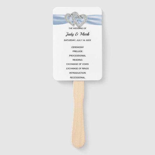 ダイヤモンドハートブルー結婚式 プログラムファン ハンドファン (正面)