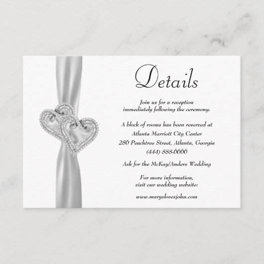 ダイヤモンドハートホワイトリ結婚ボンの詳細 エンクロージャーカード (正面)