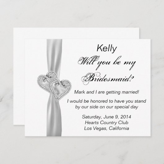 ダイヤモンドハートホワ結婚イトの花嫁カード 招待状 (正面/裏面)