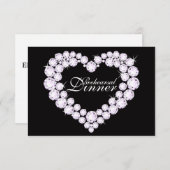 ダイヤモンドハートモ結婚ノのリハーサルディナー招待状 招待状 (正面/裏面)