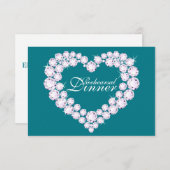 ダイヤモンドハートモ結婚ノのリハーサルディナー招待状 招待状 (正面/裏面)