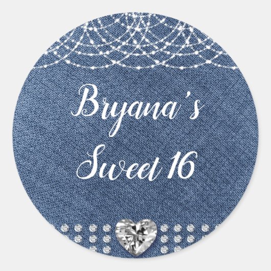 ダイヤモンドハートレッドグリッタースパークルグラムモダン ラウンドシール (正面)