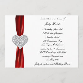 ダイヤモンドハートレッド結婚のブライダルシャワーへの招待 招待状