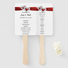 ダイヤモンドハートレッド結婚式 プログラムファン ハンドファン