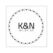 ダイヤモンドハート円形イニシャルロゴウェディングスタンプ ラバースタンプ (インプリント)