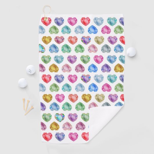 ダイヤモンドハート水彩柄かわいいパステルガーリー ゴルフタオル (インサイチュ)